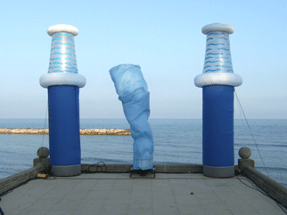 inflatable columns cones marina sea