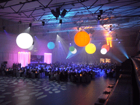 illuminated inflatable spheres globes colorful